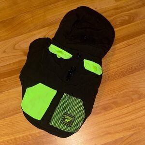 Canada Pooch ReNew Fleece Lined Hooded zip Dog Parka SIZE 8 Black & Green EUC